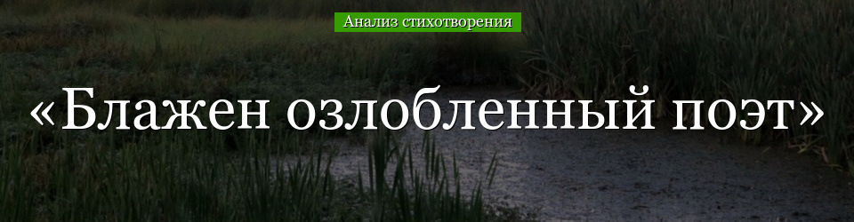 Анализ стихотворения «Блажен озлобленный поэт» Полонского