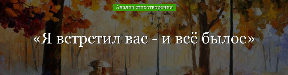 Анализ стихотворения «Я встретил вас – и всё былое» Тютчева