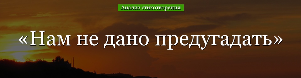 Анализ стихотворения «Нам не дано предугадать» Тютчева