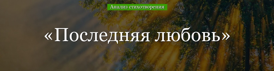 Анализ стихотворения «Последняя любовь» Тютчева