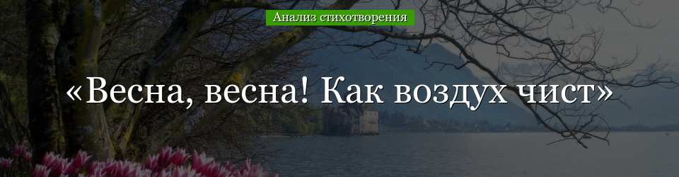 Анализ стихотворения «Весна, весна! Как воздух чист» Баратынского