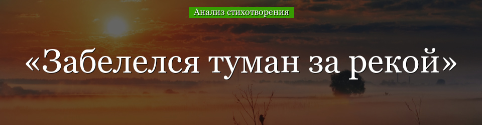 Анализ стихотворения «Забелелся туман за рекой» Сологуба