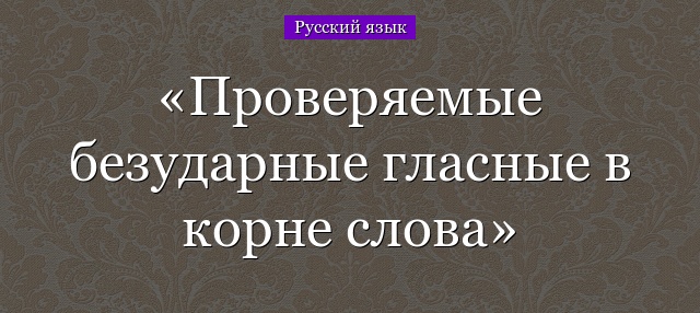 Проверяемые безударные гласные в корне слова