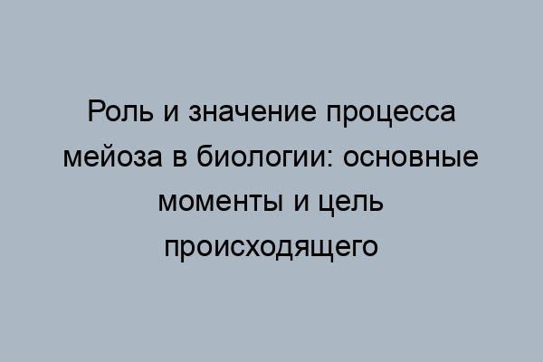 Запишите биологическое значение мейоза