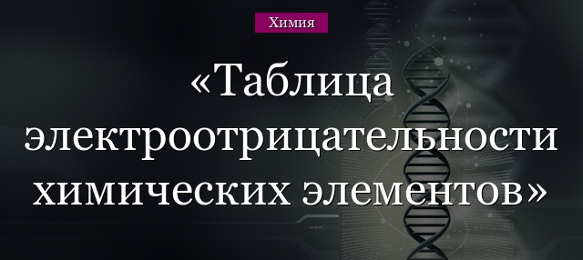 Таблица электроотрицательности химических элементов