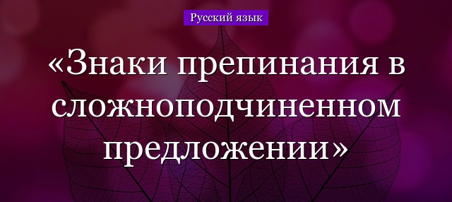 Знаки препинания в сложноподчиненном предложении